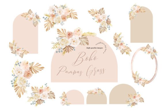 Download Modern Frame Boho Pampas Grass Clipart - Modern Collection